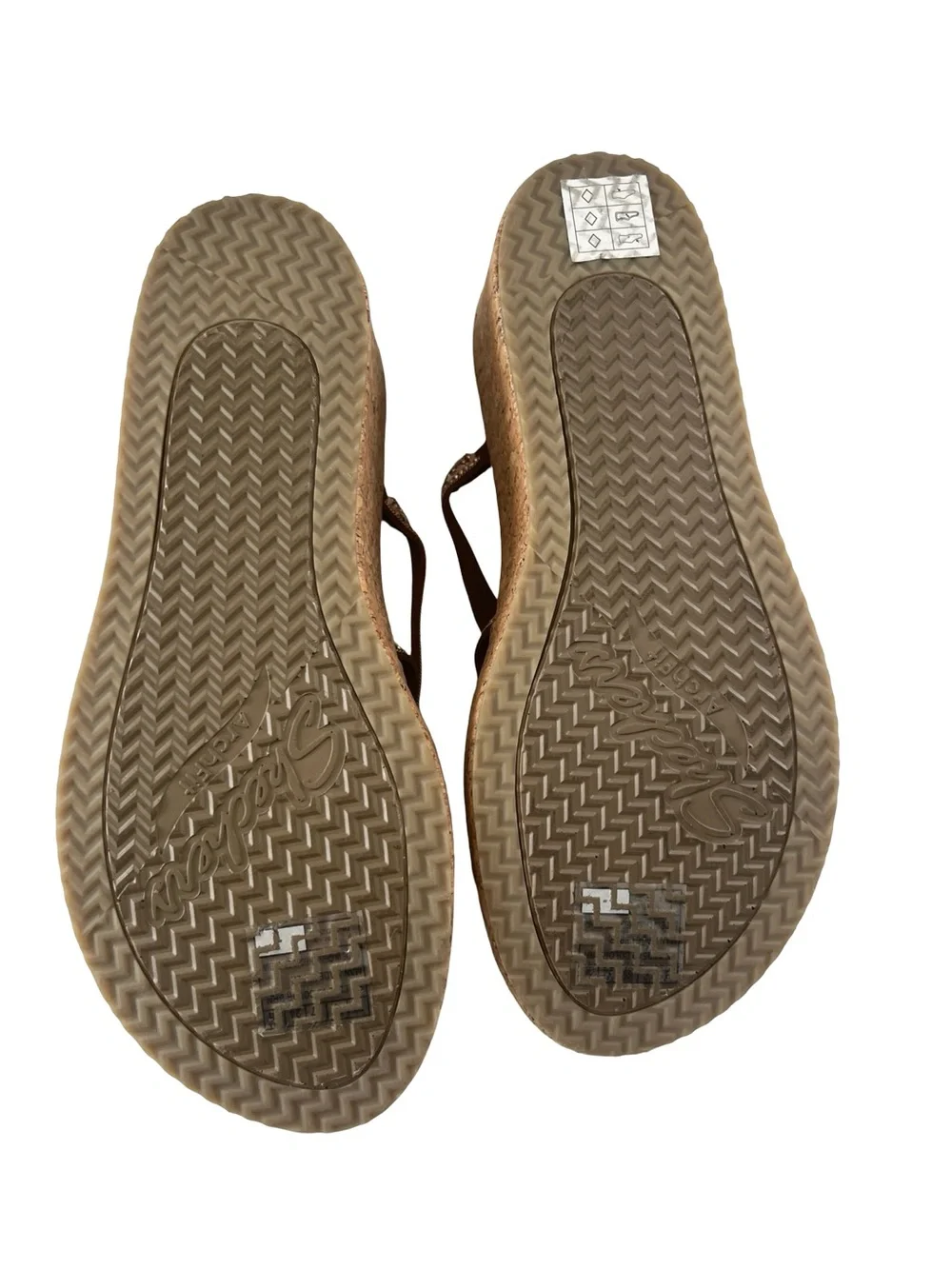 Skechers Arch Fit Beverley Wedge Sandal Cork Brown Beach Resort Womens Size 7